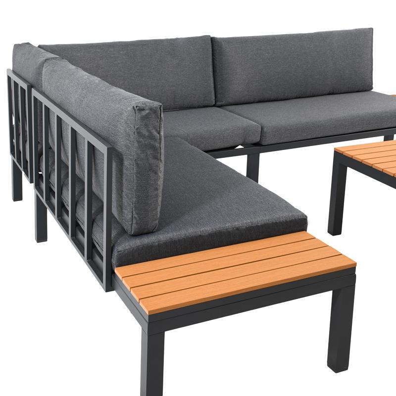 ΓΩΝΙΑΚΟ ΣΑΛΟΝΙ ΚΗΠΟΥ 3 ΤΕΜΑΧΙΩΝ Puebla ΓΚΡΙ ΧΡΩΜΑ 270x220x77εκ - Image 6