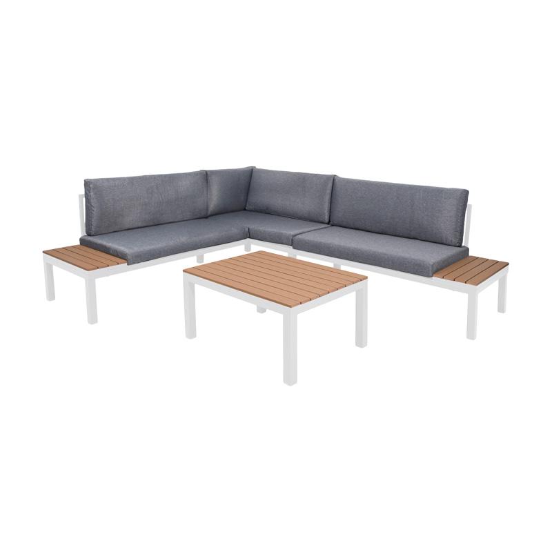 ΓΩΝΙΑΚΟ ΣΑΛΟΝΙ ΚΗΠΟΥ 3 ΤΕΜΑΧΙΩΝ Puebla ΛΕΥΚΟ ΧΡΩΜΑ 270x220x77εκ - Image 3