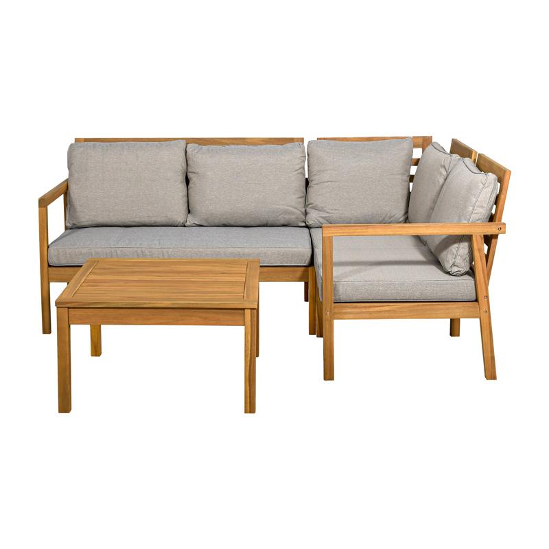 ΓΩΝΙΑΚΟ ΣΕΤ ΚΗΠΟΥ 4 ΤΕΜ ΞΥΛΟ ΑΚΑΚΙΑΣ FL130 ΚΑΡΥΔΙ ΣΚΕΛΕΤΟΣ ΜΠΕΖ-ΚΑΦΕ ΥΦΑΣΜΑ 190x130x79εκ - Image 3