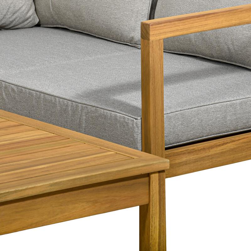 ΓΩΝΙΑΚΟ ΣΕΤ ΚΗΠΟΥ 4 ΤΕΜ ΞΥΛΟ ΑΚΑΚΙΑΣ FL130 ΚΑΡΥΔΙ ΣΚΕΛΕΤΟΣ ΜΠΕΖ-ΚΑΦΕ ΥΦΑΣΜΑ 190x130x79εκ - Image 4