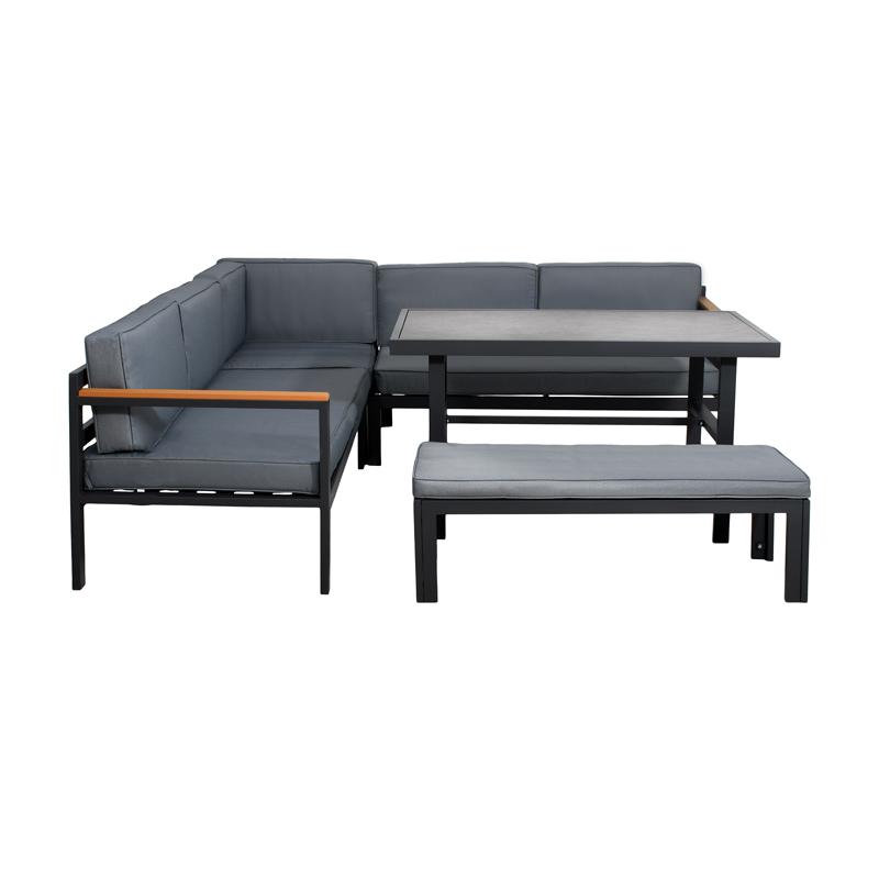 ΓΩΝΙΑΚΟ ΣΕΤ ΚΗΠΟΥ Estelle ΓΚΡΙ ΧΡΩΜΑ 213x213x65εκ - Image 3