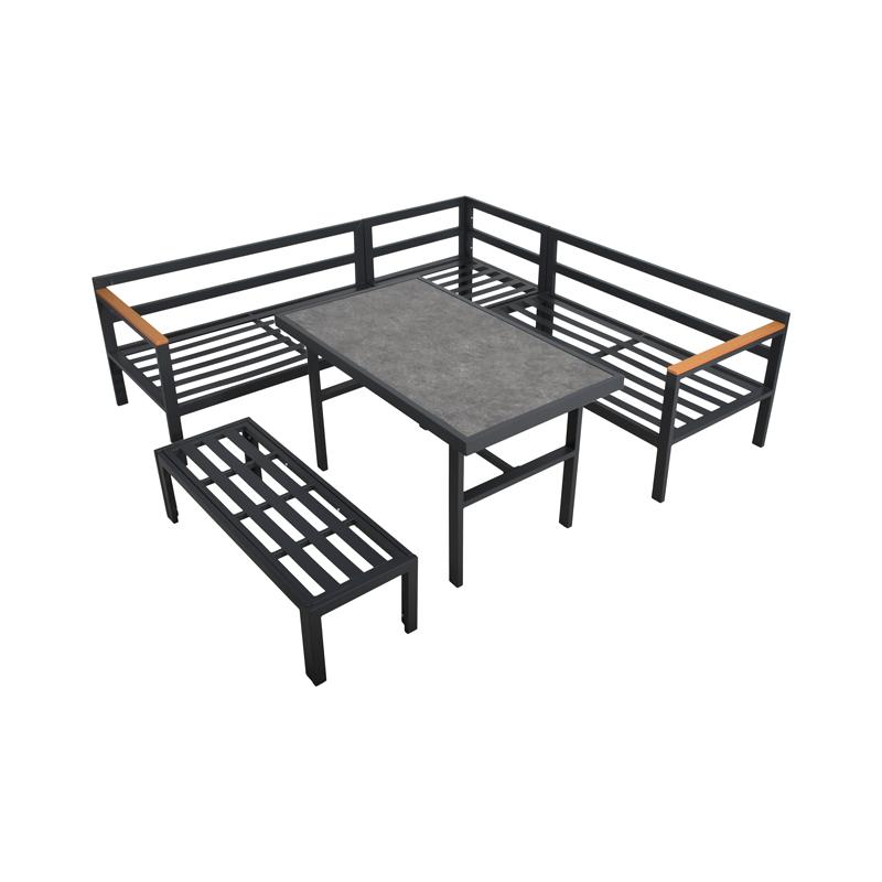 ΓΩΝΙΑΚΟ ΣΕΤ ΚΗΠΟΥ Estelle ΓΚΡΙ ΧΡΩΜΑ 213x213x65εκ - Image 5