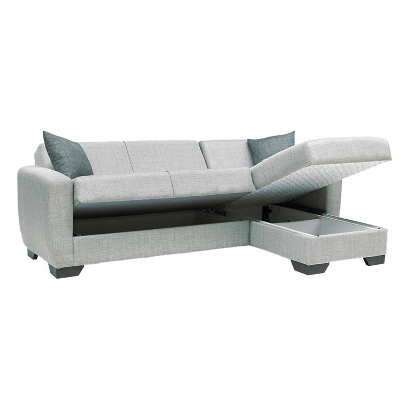 ΓΩΝΙΑΚΟΣ ΚΑΝΑΠΕΣ New Dolce ΑΝΟΙΧΤΟ ΓΚΡΙ ΜΕ ΓΚΡΙ ΜΑΞΙΛΑΡΙΑ 240x146x85εκ - Image 4