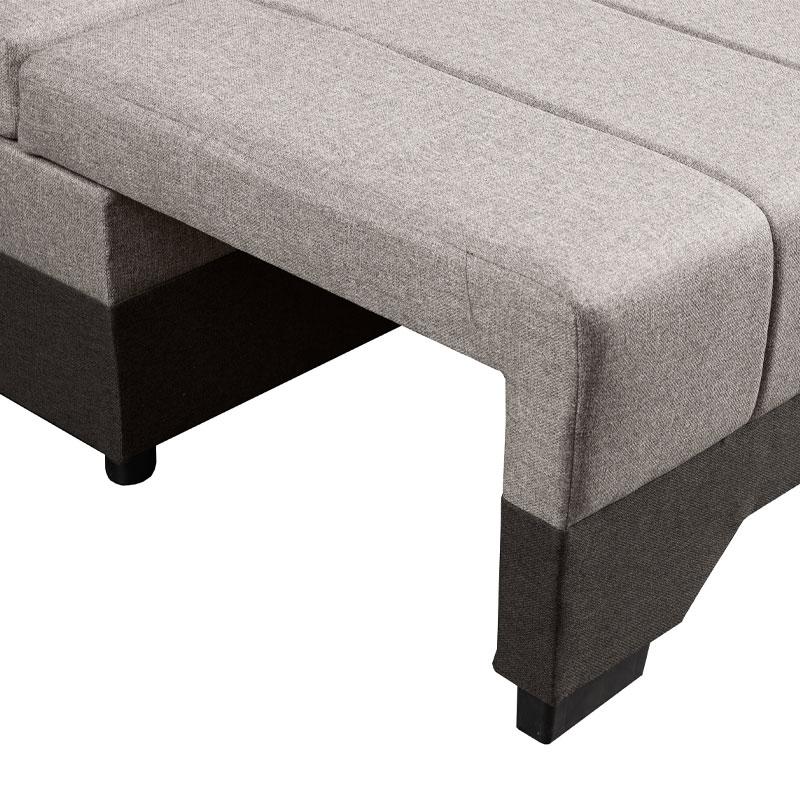 ΓΩΝΙΑΚΟΣ ΚΑΝΑΠΕΣ ΚΡΕΒΑΤΙ GALINA ΜΠΕΖ-ΚΑΦΕ 200x151x80εκ - Image 7