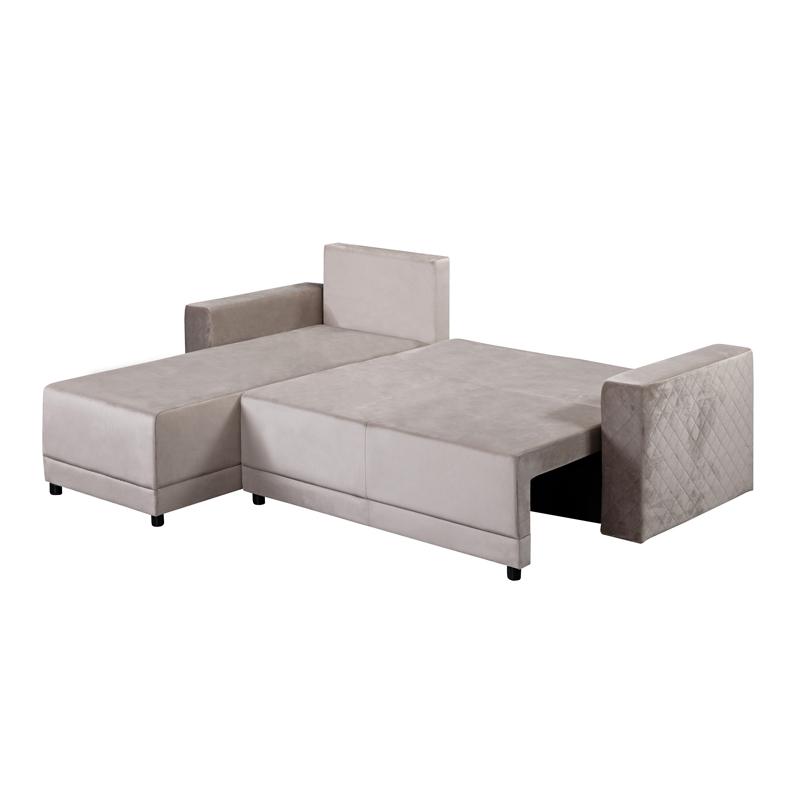 ΓΩΝΙΑΚΟΣ ΚΑΝΑΠΕΣ ΚΡΕΒΑΤΙ Lotos ΚΑΦΕ ΧΡΩΜΑ 237x168x80εκ - Image 3