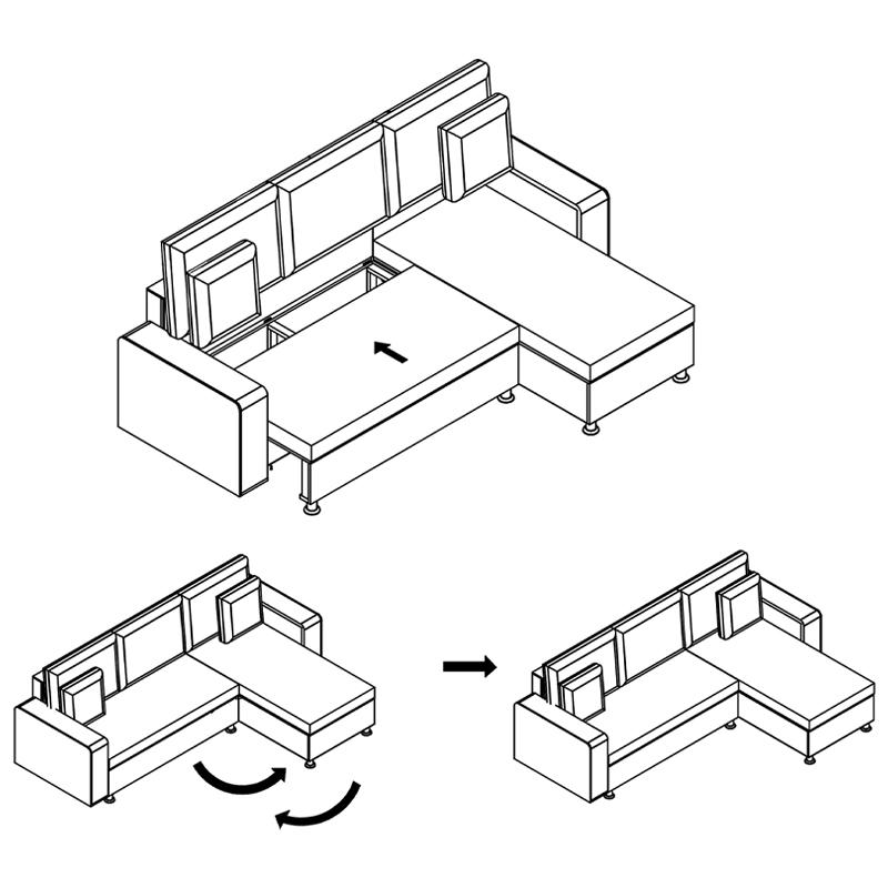 ΓΩΝΙΑΚΟΣ ΚΑΝΑΠΕΣ PRESTON ΣΚΟΥΡΟ ΓΚΡΙ/ΑΝ. ΓΚΡΙ 263x167x83εκ - Image 7