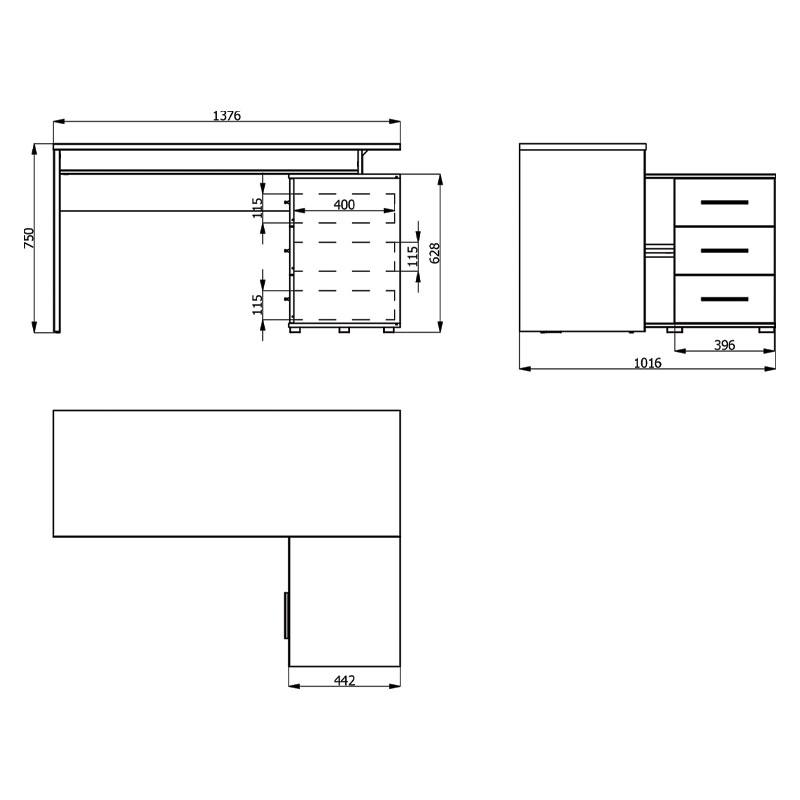 ΓΡΑΦΕΙΟ ARHIMED GREY OAK-ΜΑΥΡΟ 138x102x75εκ - Image 5