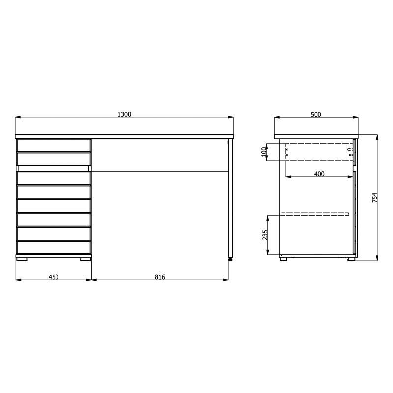 ΓΡΑΦΕΙΟ Elan GREY OAK/ΛΕΥΚΗ ΛΑΚΑ 130x50x75,5εκ - Image 5