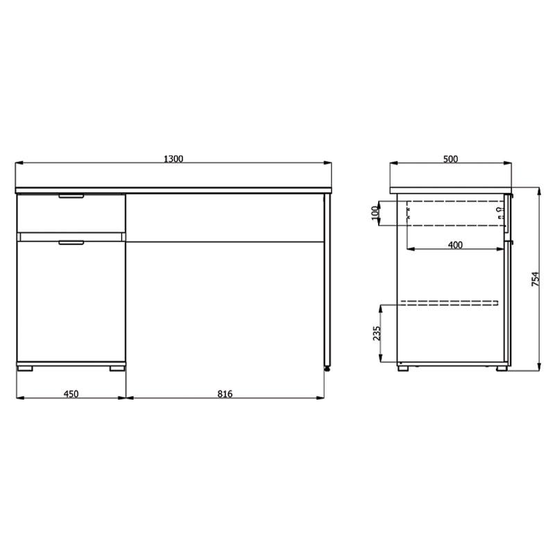 ΓΡΑΦΕΙΟ Jan SONOMA/ΛΕΥΚΟ 130x50x75,5εκ - Image 5