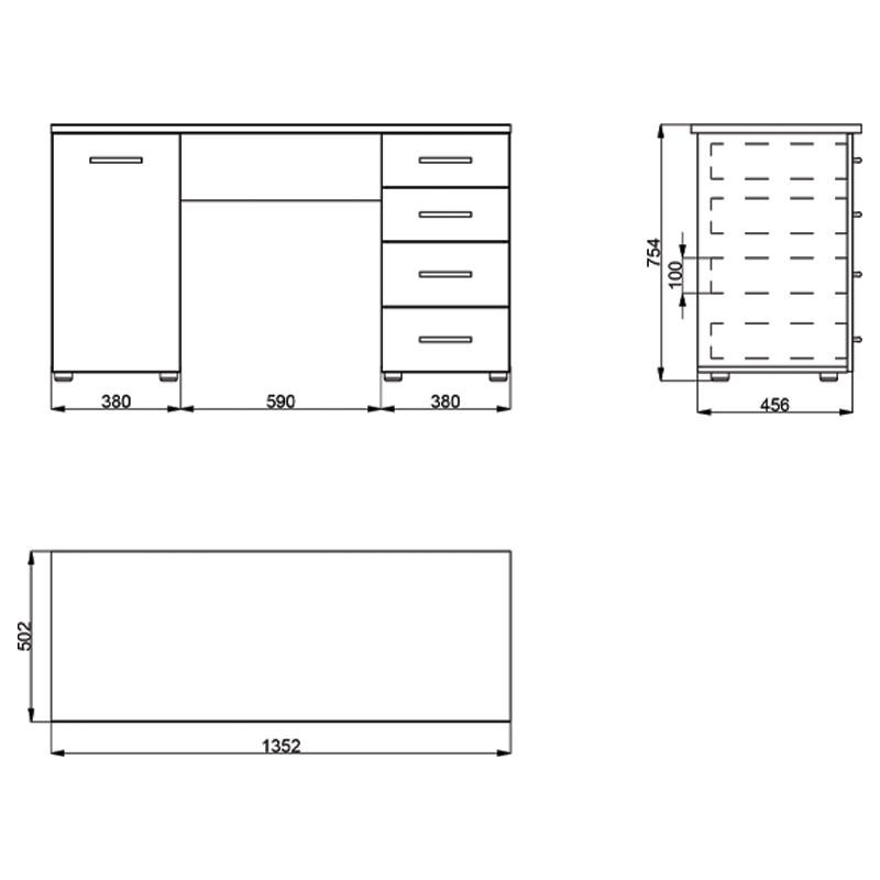 ΓΡΑΦΕΙΟ LIBER ΛΕΥΚΟ 135x50x75,5εκ - Image 5
