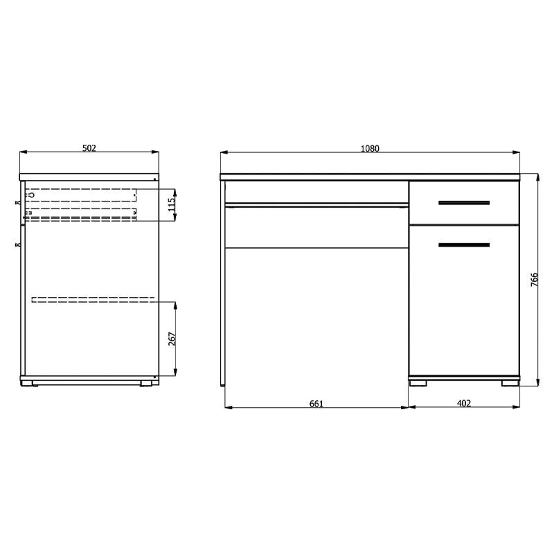 ΓΡΑΦΕΙΟ TALES SONOMA / ΜΑΥΡΟ 108x50x76,5εκ - Image 6