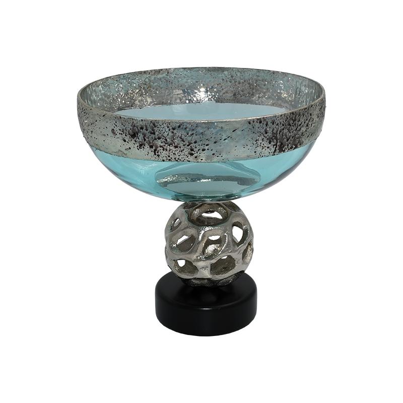 ΓΥΑΛΙΝΗ ΚΟΥΠ FL6669 ΑΣΗΜΙ-ΣΙΕΛ ΧΡΩΜΑ 20εκ