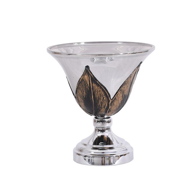 ΓΥΑΛΙΝΗ ΚΟΥΠ ΜΕ ΒΑΣΗ FL108 ΜΑΥΡΟ-ΑΣΗΜΙ ΧΡΩΜΑ 20x20εκ