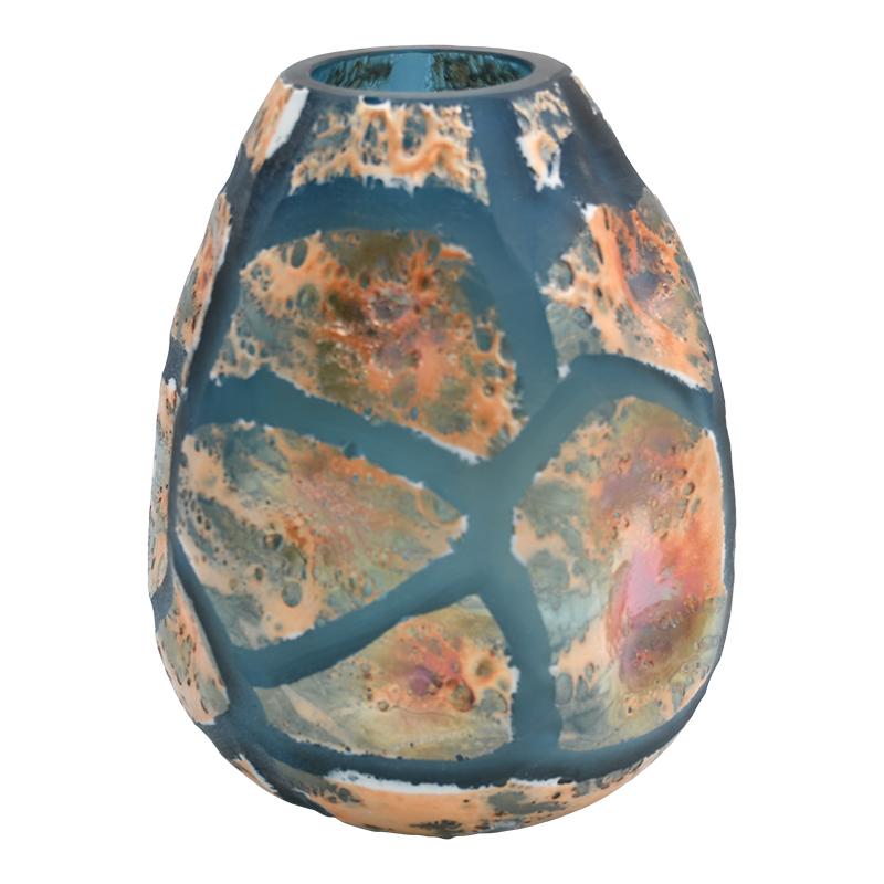 ΓΥΑΛΙΝΟ ΒΑΖΟ FL166505 ΠΡΑΣΙΝΟ-ΜΠΡΟΝΖΕ ΧΡΩΜΑ 20x19x26εκ