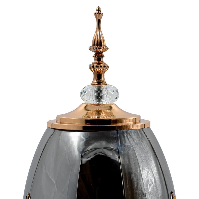 ΓΥΑΛΙΝΟ ΒΑΖΟ ΜΕ ΚΑΠΑΚΙ ΚΑΙ ΜΕΤΑΛΛΙΚΟ ΠΟΔΙ FL3087 ΜΑΥΡΟ-ΧΡΥΣΟ ΧΡΩΜΑ 17x47εκ - Image 3