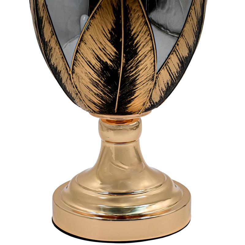 ΓΥΑΛΙΝΟ ΒΑΖΟ ΜΕ ΚΑΠΑΚΙ ΚΑΙ ΜΕΤΑΛΛΙΚΟ ΠΟΔΙ FL3087 ΜΑΥΡΟ-ΧΡΥΣΟ ΧΡΩΜΑ 17x47εκ - Image 4