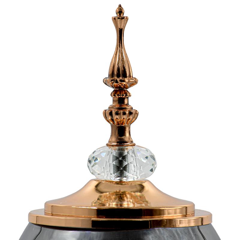 ΓΥΑΛΙΝΟ ΒΑΖΟ ΜΕ ΚΑΠΑΚΙ ΚΑΙ ΜΕΤΑΛΛΙΚΟ ΠΟΔΙ FL3087 ΜΑΥΡΟ-ΧΡΥΣΟ ΧΡΩΜΑ 17x47εκ - Image 5