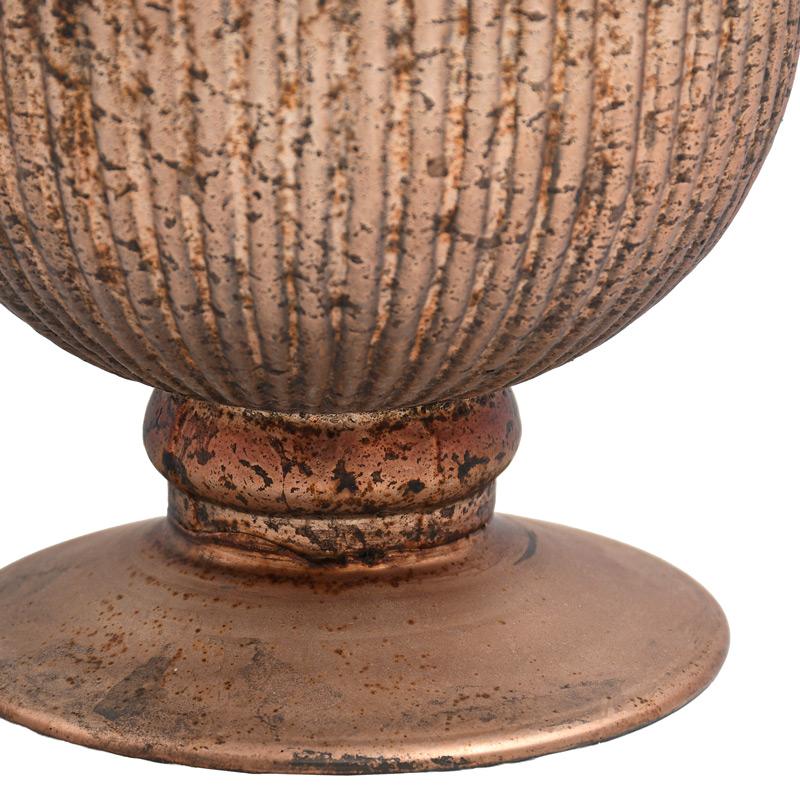 ΓΥΑΛΙΝΟ ΒΑΖΟ ΜΕ ΠΟΔΙ FL636 ΡΟΖ ΜΕ ΜΕΤΑΛΛΙΚΟ ΦΙΝΙΡΙΣΜΑ 14x18εκ - Image 3