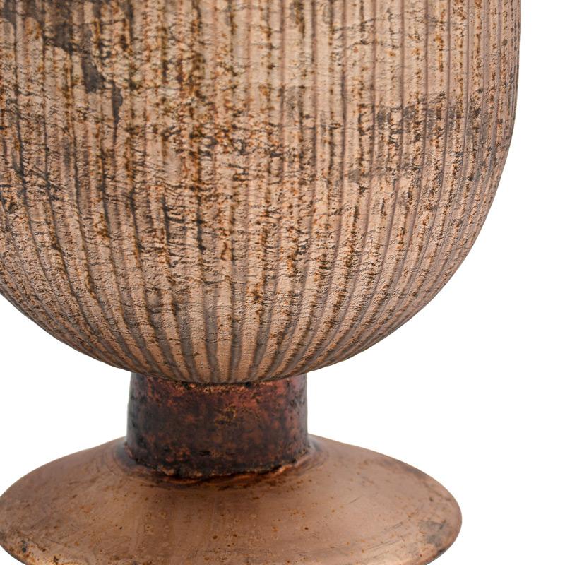 ΓΥΑΛΙΝΟ ΒΑΖΟ ΜΕ ΠΟΔΙ FL638 ΡΟΖ ΜΕ ΜΕΤΑΛΛΙΚΟ ΦΙΝΙΡΙΣΜΑ 17x24εκ - Image 3