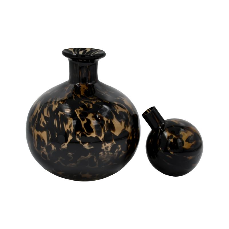 ΓΥΑΛΙΝΟ ΔΙΑΚΟΣΜΗΤΙΚΟ ΜΠΟΥΚΑΛΙ FL1828 ΚΑΦΕ ANIMAL PRINT 17x21εκ - Image 2