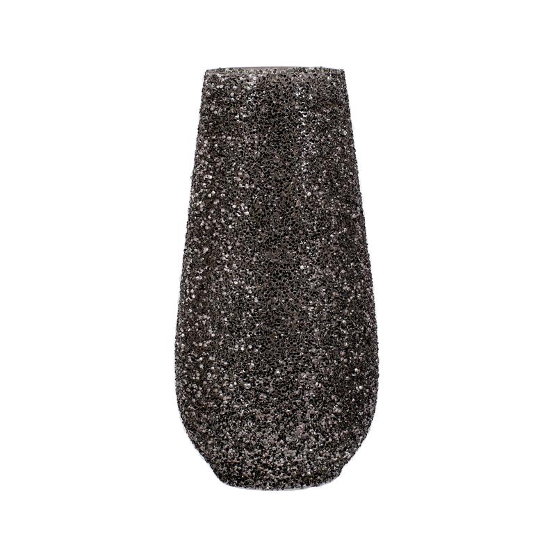 ΓΥΑΛΙΝΟ ΕΠΙΤΡΑΠΕΖΙΟ ΒΑΖΟ Mosaic ΓΚΡΙ ΧΡΩΜΑ 18x36εκ