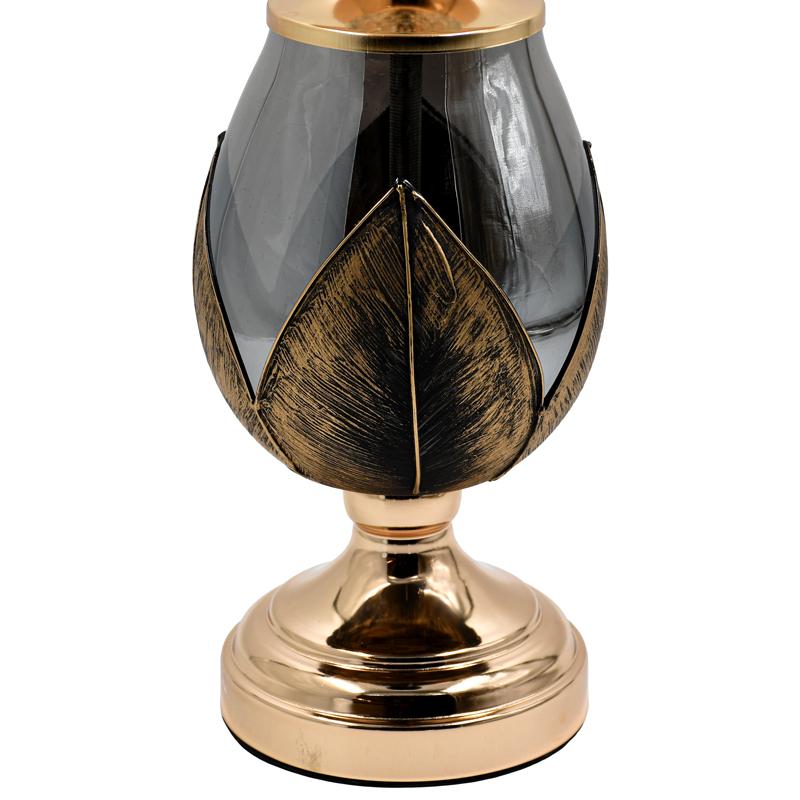 ΓΥΑΛΙΝΟ ΚΗΡΟΠΗΓΙΟ ΜΕ ΜΕΤΑΛΛΙΚΗ ΒΑΣΗ FL3087 ΜΑΥΡΟ-ΧΡΥΣΟ ΧΡΩΜΑ 12x45εκ - Image 3