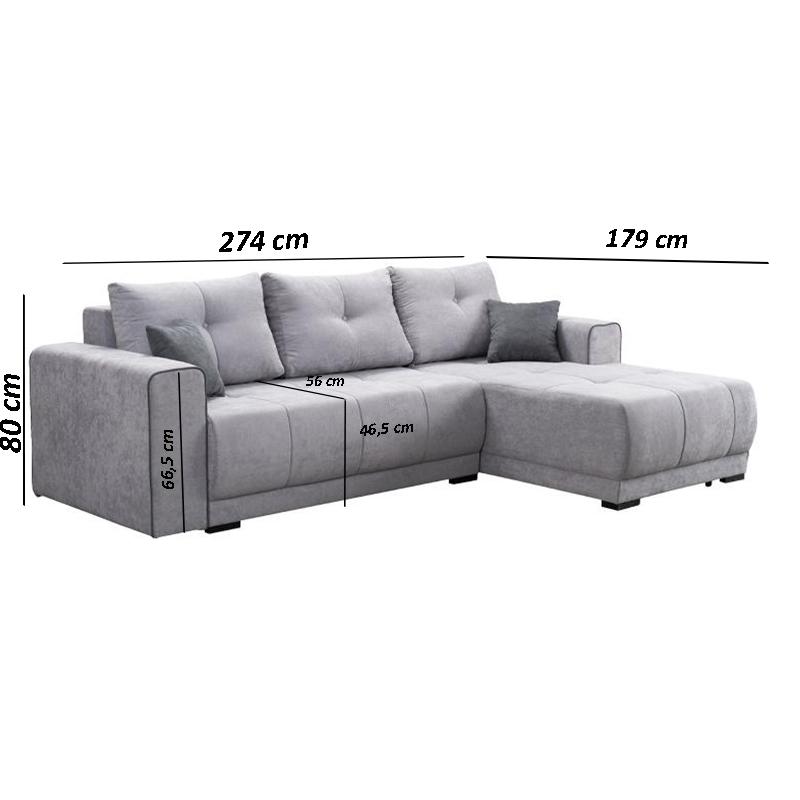 ΚΑΝΑΠΕΣ ΔΕΞΙΑ ΓΩΝΙΑ FIGO ΓΚΡΙ-ΣΚΟΥΡΟ ΓΚΡΙ 274x179x83εκ - Image 4