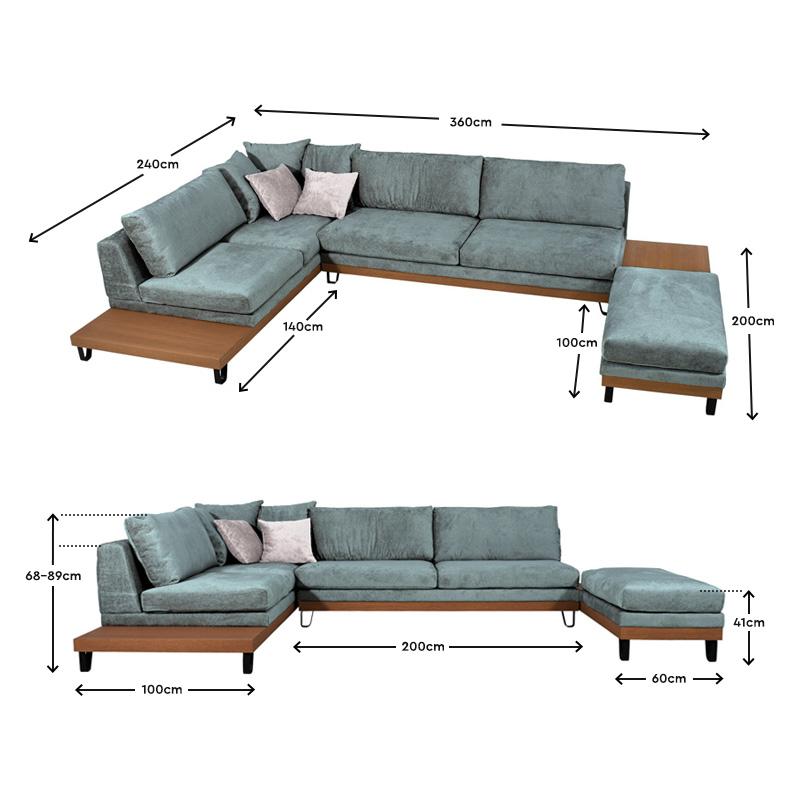 ΚΑΝΑΠΕΣ Filippa ΑΡΙΣΤΕΡΗ ΓΩΝΙΑ ΜΙΝΤ ΜΕ ICE ΜΑΞΙΛΑΡΙΑ 360x240εκ - Image 8