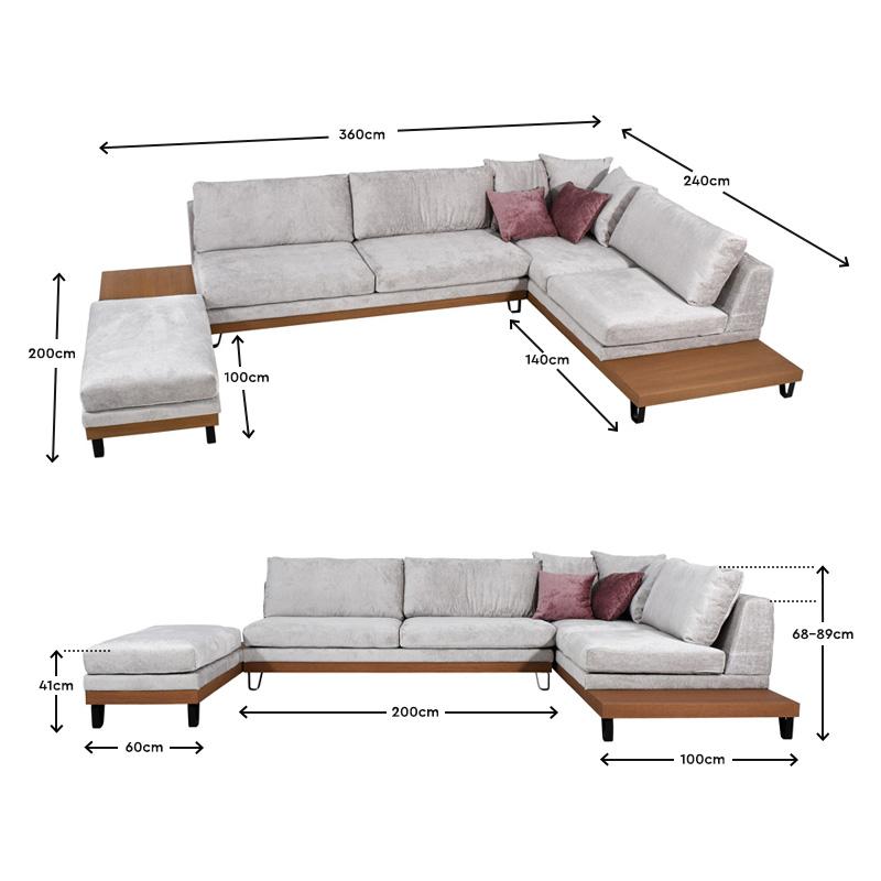 ΚΑΝΑΠΕΣ Filippa ΔΕΞΙΑ ΓΩΝΙΑ ICE ΜΕ ΡΟΖ ΜΑΞΙΛΑΡΙΑ 360x240εκ - Image 8