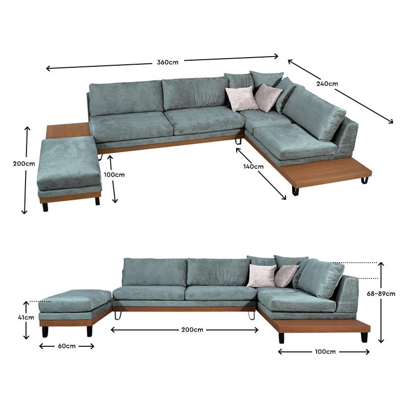 ΚΑΝΑΠΕΣ Filippa ΔΕΞΙΑ ΓΩΝΙΑ ΜΙΝΤ ΜΕ ICE ΜΑΞΙΛΑΡΙΑ 360x240εκ - Image 8