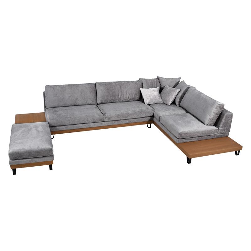 ΚΑΝΑΠΕΣ Filippa ΔΕΞΙΑ ΓΩΝΙΑ ΣΚ ΓΚΡΙ ΜΕ ΓΚΡΙ ΜΑΞΙΛΑΡΙΑ 360x240εκ - Image 7