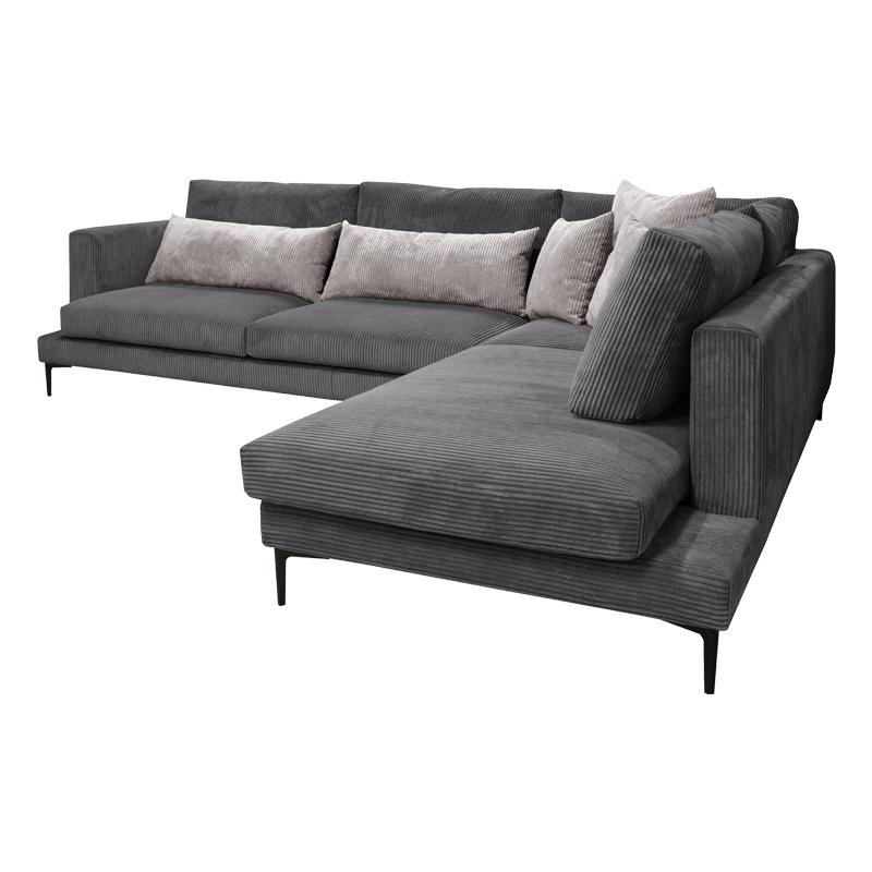 ΚΑΝΑΠΕΣ Lusero ΔΕΞΙΑ ΓΩΝΙΑ ΣΚΟΥΡΟ ΓΚΡΙ ΜΕ ΓΚΡΙ ΜΑΞΙΛΑΡΙΑ 300x230x88εκ - Image 4