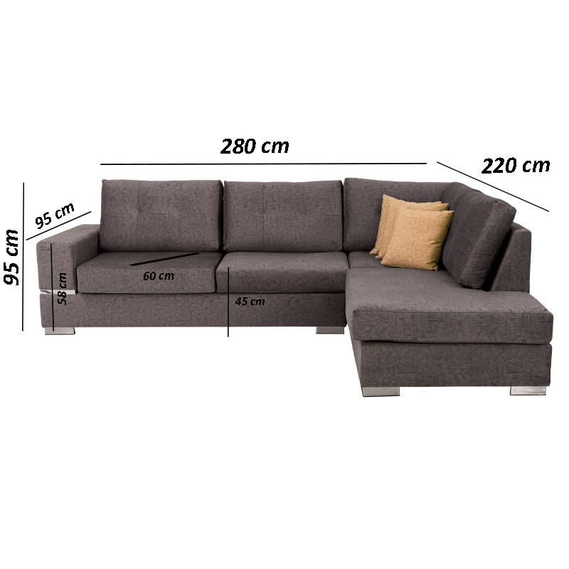 ΚΑΝΑΠΕΣ Lyon ΔΕΞΙΑ ΓΩΝΙΑ ΚΑΦΕ ΜΕ ΜΟΥΣΤΑΡΔΙ ΜΑΞΙΛΑΡΙΑ 280*220*95 - Image 4