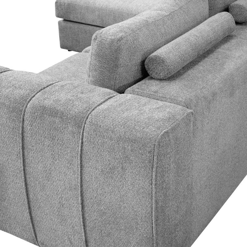 ΚΑΝΑΠΕΣ Mondiva ΑΡΙΣΤΕΡΗ ΓΩΝΙΑ ΓΚΡΙ ΧΡΩΜΑ 280x180x83εκ - Image 4