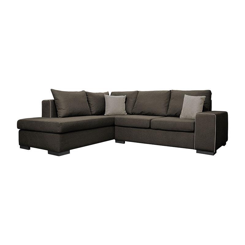 ΚΑΝΑΠΕΣ ΓΩΝΙΑ ΑΡΙΣΤΕΡΗ New Toulouse TAUPE ΥΦΑΣΜΑ ΜΕ MOCCA ΜΑΞΙΛΑΡΙΑ 260x205x93εκ