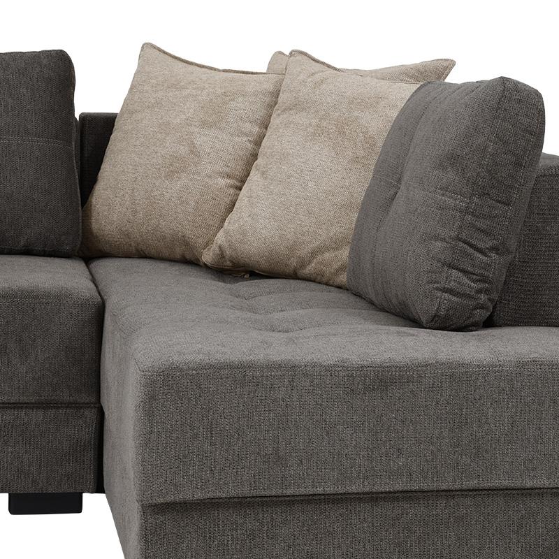 ΚΑΝΑΠΕΣ ΓΩΝΙΑ New Mona ΓΚΡΙ ΜΕ ΜΠΕΖ ΜΑΞΙΛΑΡΙΑ 250x190x88εκ - Image 6