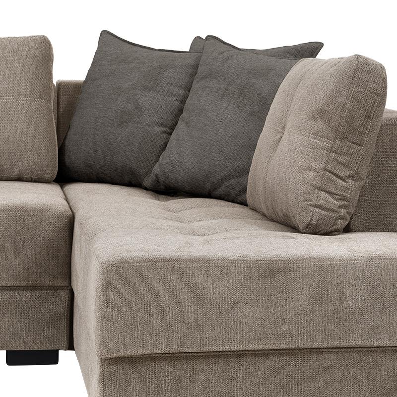 ΚΑΝΑΠΕΣ ΓΩΝΙΑ New Mona ΜΠΕΖ ΜΕ ΓΚΡΙ ΜΑΞΙΛΑΡΙΑ 250x190x88εκ - Image 6
