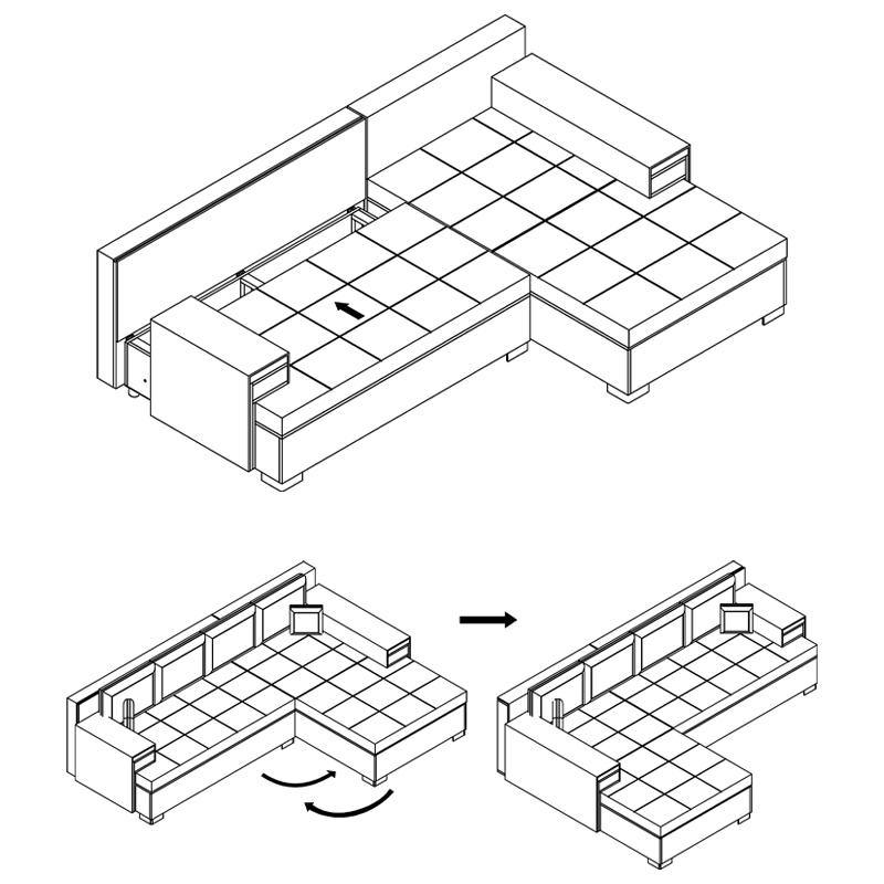 ΚΑΝΑΠΕΣ ΓΩΝΙΑ GALAXY ΓΚΡΙ ΧΡΩΜΑ 267x178x75εκ - Image 8