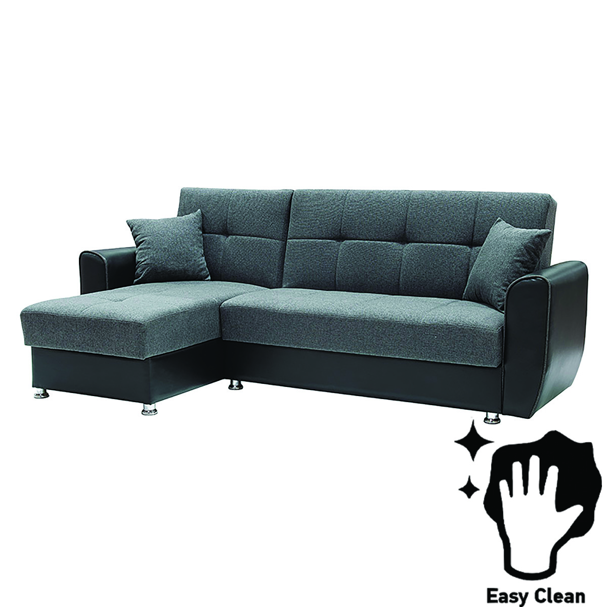 Καναπές γωνιακός vera γκρί ύφασμα με τεχνόδερμα 240*146*85 - Image 2