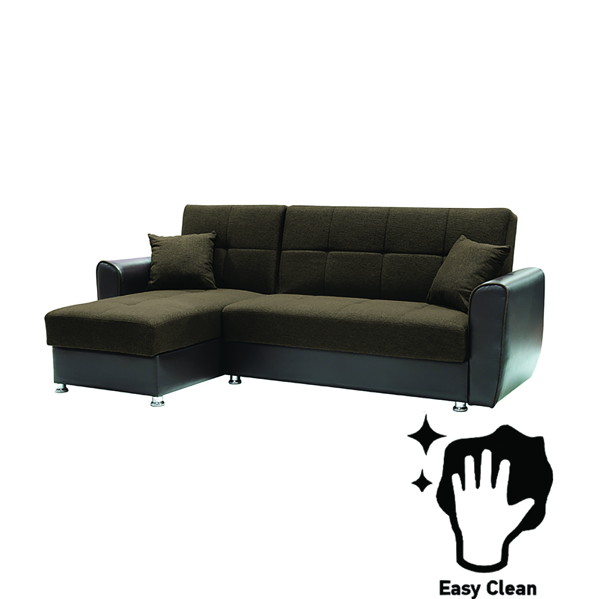 Καναπές γωνιακός vera καφέ ύφασμα με τεχνόδερμα καφέ 240*146*85 - Image 2