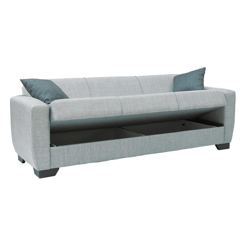 ΚΑΝΑΠΕΣ-ΚΡΕΒΑΤΙ ΤΡΙΘΕΣΙΟΣ New Dolce ΑΝΟΙΧΤΟ ΓΚΡΙ ΜΕ ΓΚΡΙ ΜΑΞΙΛΑΡΙΑ 222x85x85εκ - Image 4