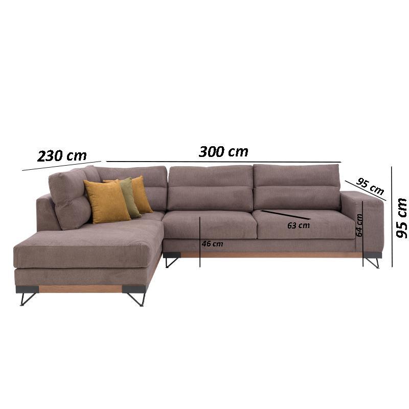 ΚΑΝΑΠΕΣ New Monaco ΑΡΙΣΤΕΡΗ ΓΩΝΙΑ ΚΑΦΕ 300x230x95εκ - Image 3