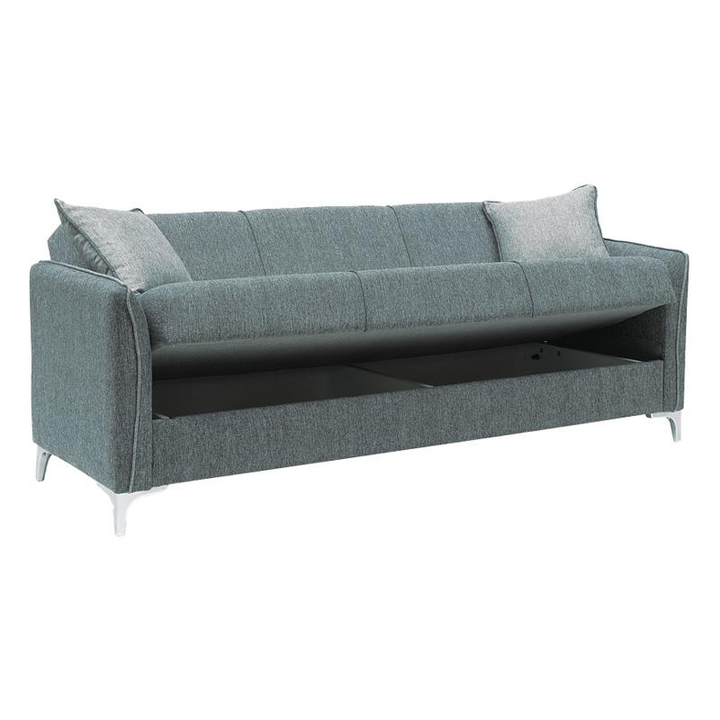 ΚΑΝΑΠΕΣ ΤΡΙΘΕΣΙΟΣ New Torino ΜΕ ΑΠΟΘΗΚΕΥΤΙΚΟ ΧΩΡΟ ΑΝΘΡΑΚΙ ΜΕ ΓΚΡΙ/ΜΠΕΖ ΜΑΞΙΛΑΡΙΑ 220x85x90εκ - Image 4