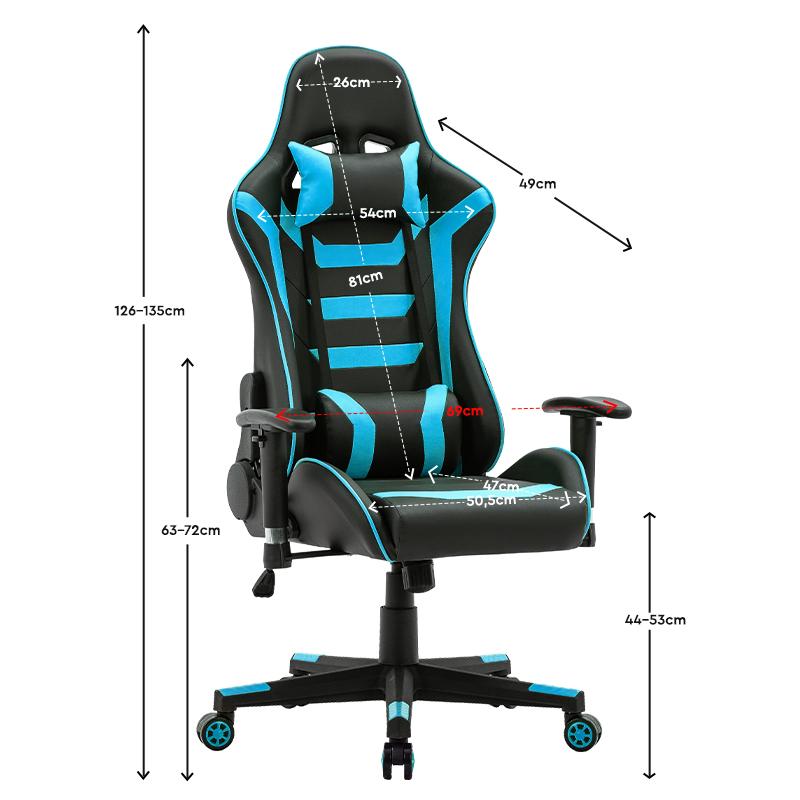 ΚΑΡΕΚΛΑ GAMING SAR-1 ΜΑΥΡΟ-ΜΠΛΕ ΤΕΧΝΟΔΕΡΜΑ 64x53x135εκ - Image 6