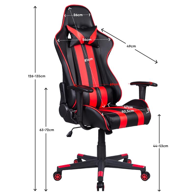 ΚΑΡΕΚΛΑ GAMING SAR-12 ΜΑΥΡΟ-ΚΟΚΚΙΝΟ ΤΕΧΝΟΔΕΡΜΑ 64x53x135εκ - Image 6