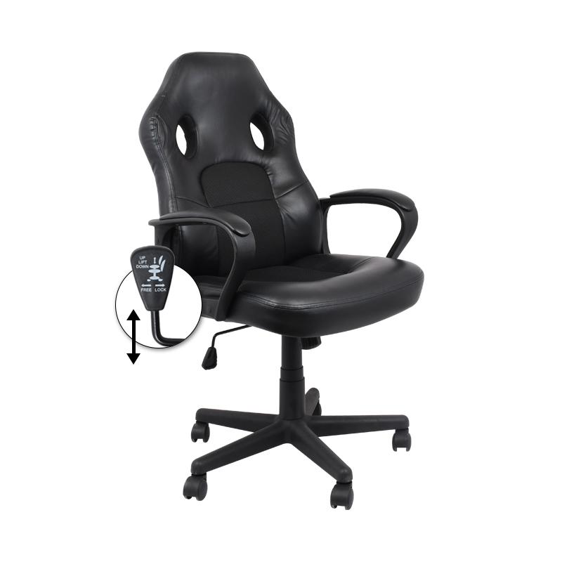 ΚΑΡΕΚΛΑ ΓΡΑΦΕΙΟΥ 3003 ΜΑΥΡΟ ΥΦΑΣΜΑ ΜΑΥΡΟ ΤΕΧΝΟΔΕΡΜΑ 67,5x63,5x115εκ - Image 5