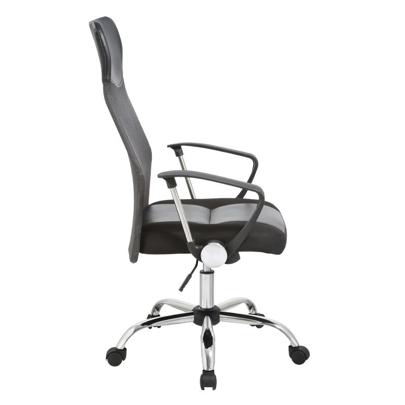 ΚΑΡΕΚΛΑ ΓΡΑΦΕΙΟΥ FL4006 ΓΚΡΙ ΠΛΑΤΗ-ΜΑΥΡΟ ΚΑΘΙΣΜΑ 59x60x120εκ - Image 3