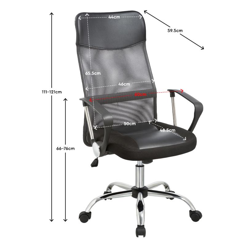 ΚΑΡΕΚΛΑ ΓΡΑΦΕΙΟΥ FL4006 ΓΚΡΙ ΠΛΑΤΗ-ΜΑΥΡΟ ΚΑΘΙΣΜΑ 59x60x120εκ - Image 4