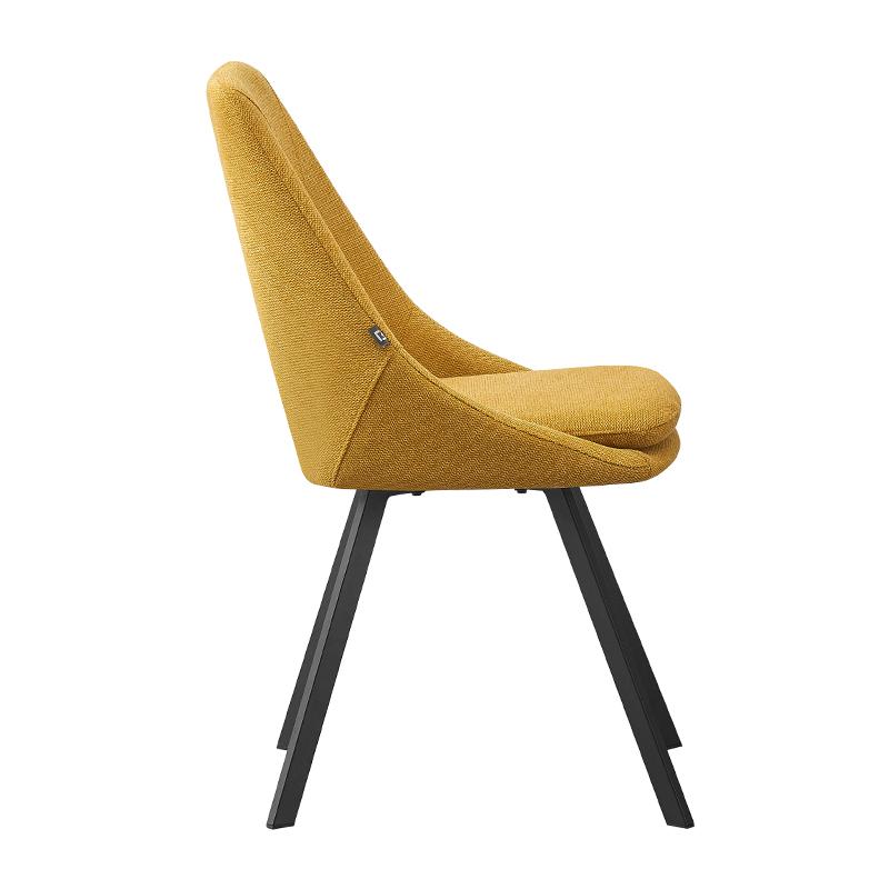 ΚΑΡΕΚΛΑ ΤΡΑΠΕΖΑΡΙΑΣ FL5174 ΜΕ ΜΕΤΑΛΛΙΚΑ ΠΟΔΙΑ ΚΑΙ ΚΙΤΡΙΝΟ ΧΡΩΜΑ ΥΦΑΣΜΑΤΟΣ 56x48x85εκ - Image 3