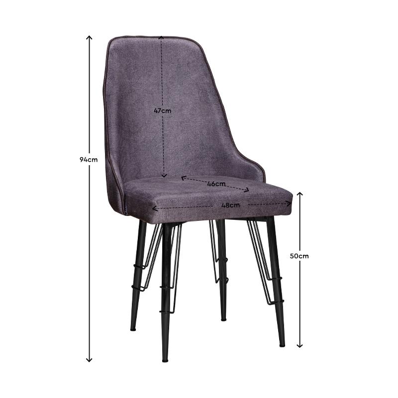 ΚΑΡΕΚΛΑ ΤΡΑΠΕΖΑΡΙΑΣ Zoe ΓΚΡΙ ΥΦΑΣΜΑ ΜΕ ΣΚ ΓΚΡΙ ΡΙΓΑ ΚΑΙ ΜΑΥΡΑ ΠΟΔΙΑ 48x50x94εκ - Image 3